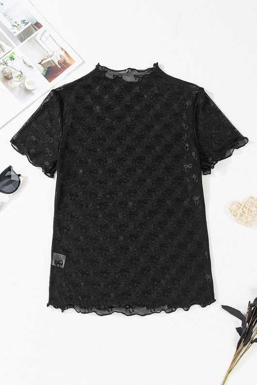 Blusa Elegante de Gasa con Cuello Redondo y Manga Corta - Image 10