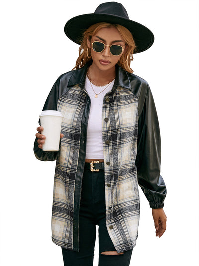 Chaqueta Casual de Cuadros con Paneles Sueltos y Bolsillos Dobles - Image 26