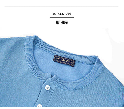 Camiseta de Lana Cuello Redondo Manga Corta para Hombre - Image 15