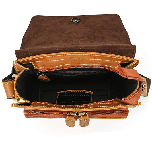 Bolsa Bandolera de Cuero Genuino Crazy Horse para Hombre - Image 9
