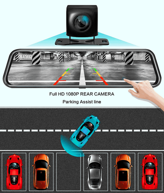 Espejo Retrovisor con Cámara Dashcam Dual Frontal y Trasera - Image 45