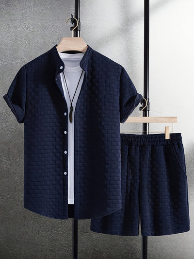 Camisa Casual Jacquard de Manga Corta para Hombre - Image 38