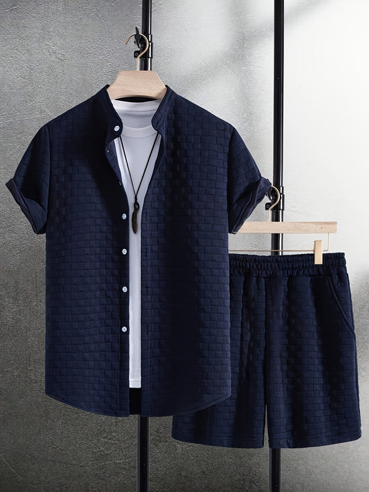 Camisa Casual Jacquard de Manga Corta para Hombre - Image 38