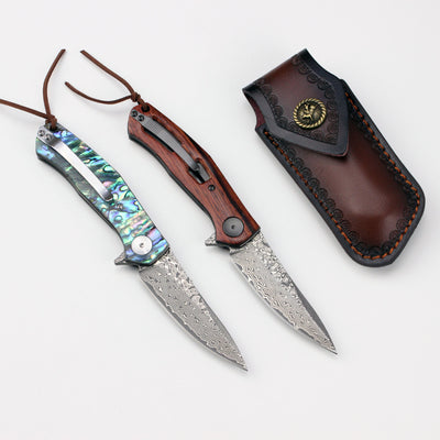 Cuchillo de Acero Damasco con Mango de Concha de Color - Image 13