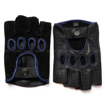 Guantes de Cuero Mitad Dedo para Motociclismo y Actividades al Aire Libre - Image 25