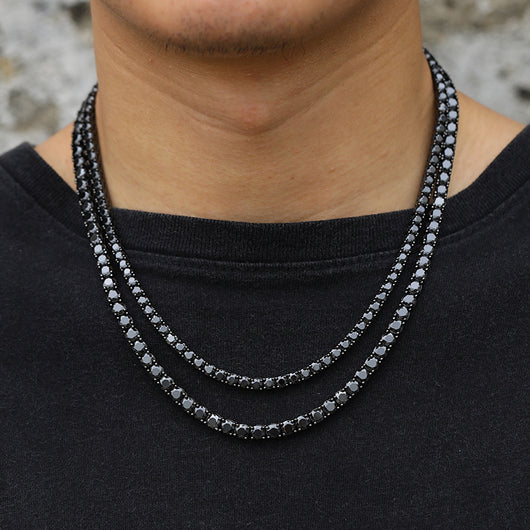 Cadena de Tenis Plata S925 Moissanita Negra - Collar Hip Hop para Hombre - Image 23