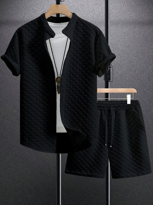 Camisa Casual Jacquard de Manga Corta para Hombre - Image 24