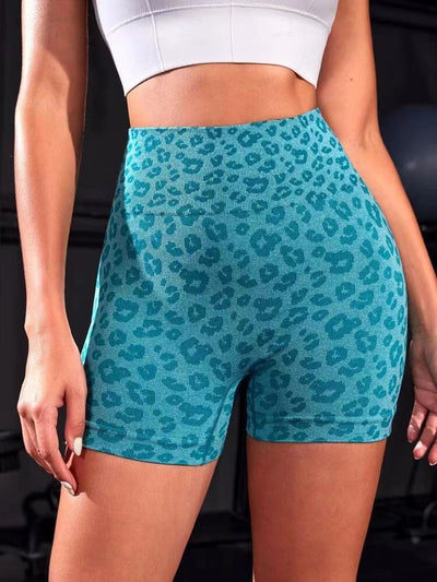 Shorts Yoga Cintura Alta Estampado Leopardo para Fitness - Image 39