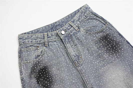 Pantalones Jeans Rectos Anchos con Detalles de Strass - Diseño Casual Moderno - Image 34