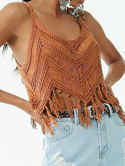 Suéter Tejido para Mujer con Detalles Calados y Borlas - Image 28