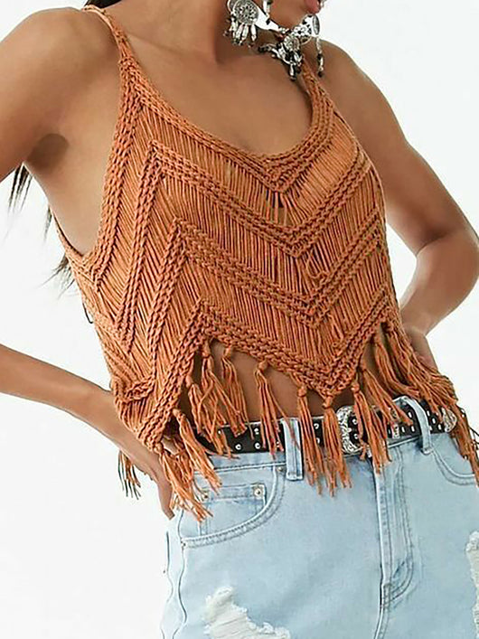 Suéter Tejido para Mujer con Detalles Calados y Borlas - Image 28