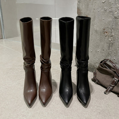 Botas Negras de Cuero Genuino Estilo Europeo y Americano para Mujer - Image 12