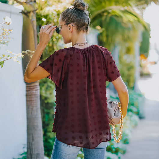 Blusa de Lunares en Gasa Manga Corta para Mujer - Image 16