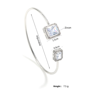 Pulsera de Diamante Agua Elegante para Mujer con Incrustaciones de Gota de Agua y Diamante Cuadrado - Image 7
