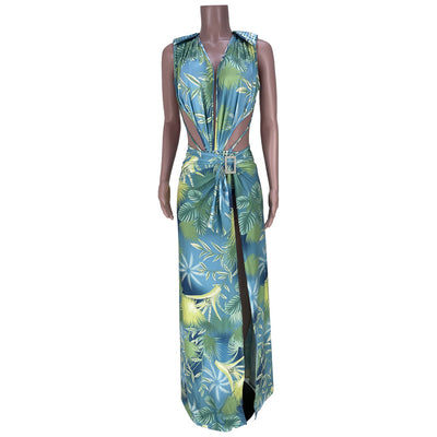 Traje de Baño Dos Piezas con Cardigan Estampado sin Mangas - Image 13