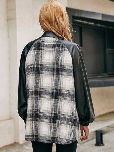 Chaqueta Casual de Cuadros con Paneles Sueltos y Bolsillos Dobles - Image 13