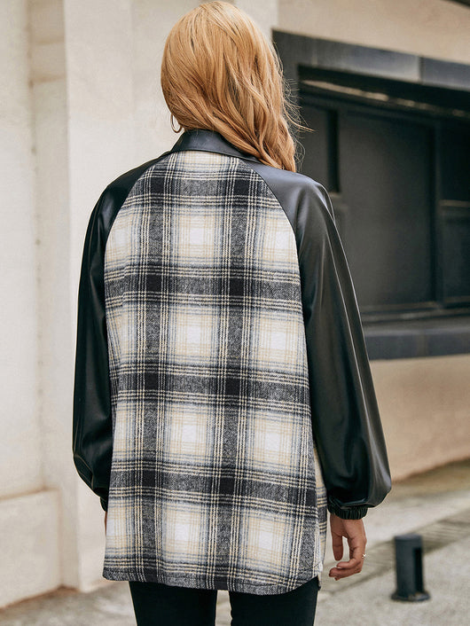 Chaqueta Casual de Cuadros con Paneles Sueltos y Bolsillos Dobles - Image 13
