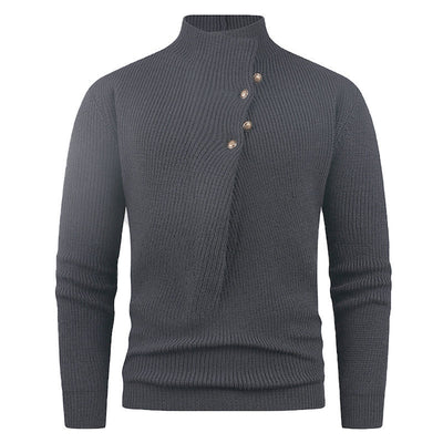 Suéter Casual para Hombre con Cuello Mao y Botones Sesgados - Image 31