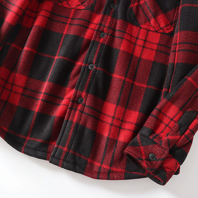 Camisa de Franela a Cuadros Cálida y Cómoda con Solapa - Image 16
