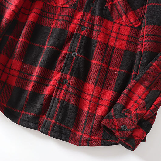 Camisa de Franela a Cuadros Cálida y Cómoda con Solapa - Image 16