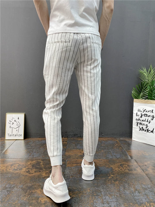 Pantalones Casuales Slim Fit Hombre con Rayas Verticales para Primavera y Verano - Image 27