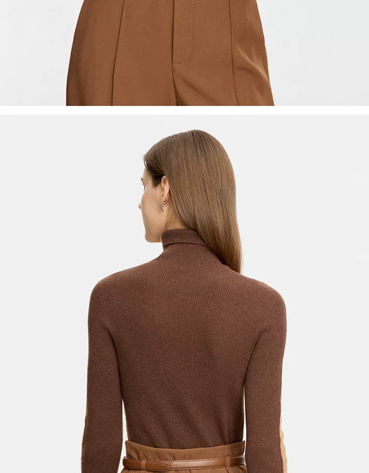 Suéter de Cuello Alto Bicolor en Lana Merino, Ajuste Slim para Mujer - Image 8