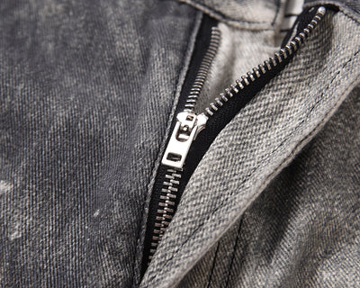 Jeans Ajustados Daddy con Desgarre y Efecto Gato Gris Claro - Image 18