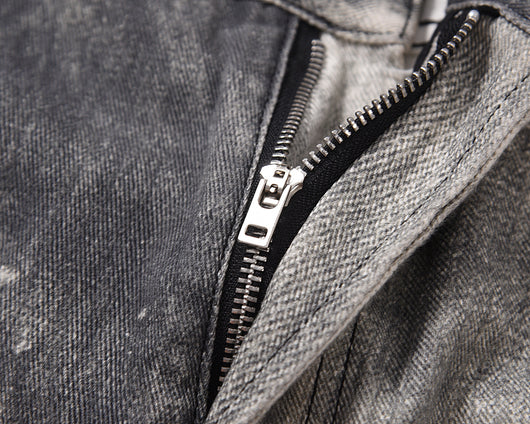 Jeans Ajustados Daddy con Desgarre y Efecto Gato Gris Claro - Image 18