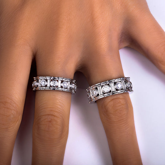 Anillo Lujo Ligero Plata 925 con Incrustación Columna Romana y Moissanita para Mujer - Image 17