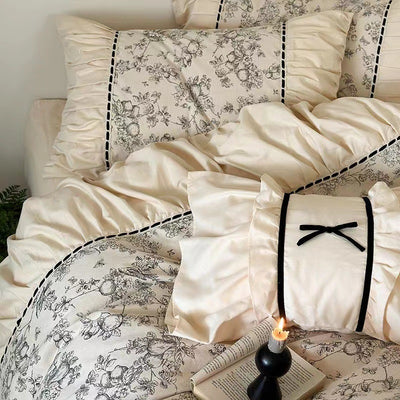 Juego de Cama Vintage Francés Térmico de 4 Piezas con Encaje - Image 14