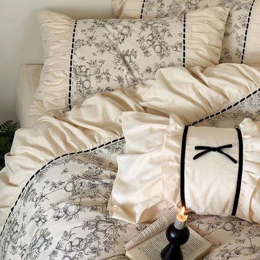 Juego de Cama Vintage Francés Térmico de 4 Piezas con Encaje - Image 14