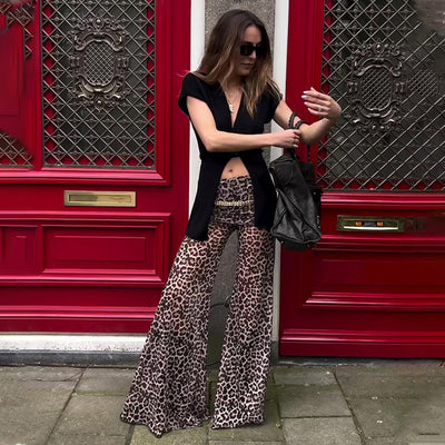 Pantalones Estampado Leopardo y Flores con Malla - Image 46