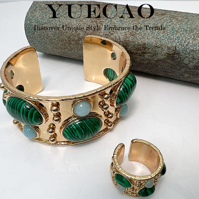 Pulsera de Malaquita Diseño Retro Étnico - Image 11