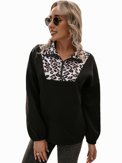 Sudadera Oversize con Estampado de Leopardo y Parches Casuales - Image 12
