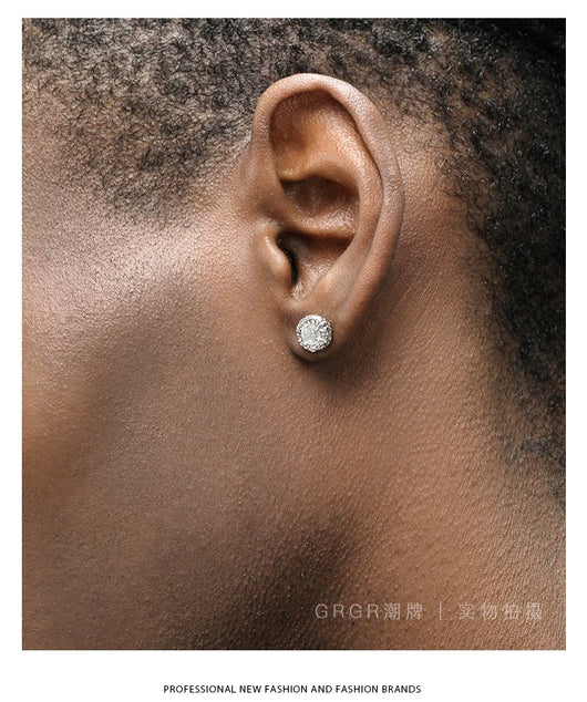 Aretes de Plata Esterlina 925 con Diamante Texturizado para Hombre - Image 18