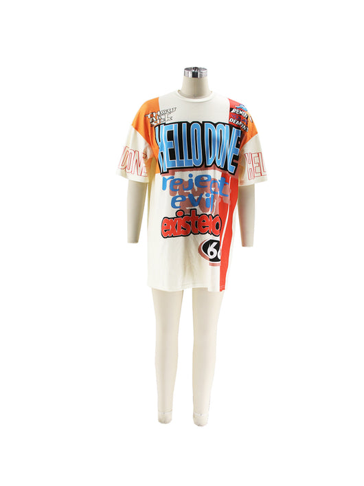 Polera Cuello Redondo Oversized Letras Multicolor Estilo Urbano - Image 16