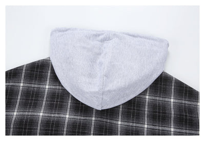Camisa de Trabajo Cuadros Retro Americana con Capucha para Hombre - Image 30