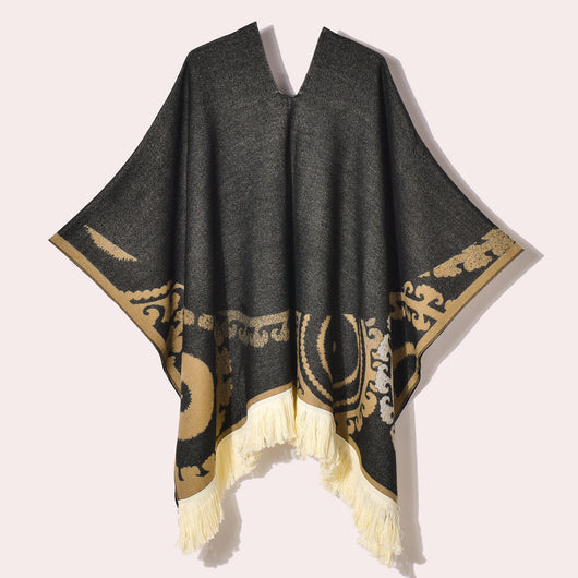 Poncho Denim Estilo Western con Flecos - Abrigo Cálido Unisex para Exteriores - Image 61