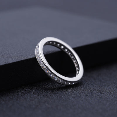 Anillo de Plata 925 con Baño de Oro Blanco y Moissanita en Línea Completa - Image 11