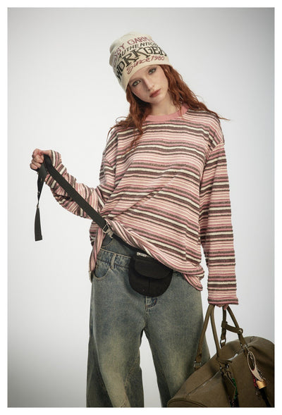 Camiseta a Rayas de Manga Larga - Sudadera Versátil para Hombre y Mujer - Image 44