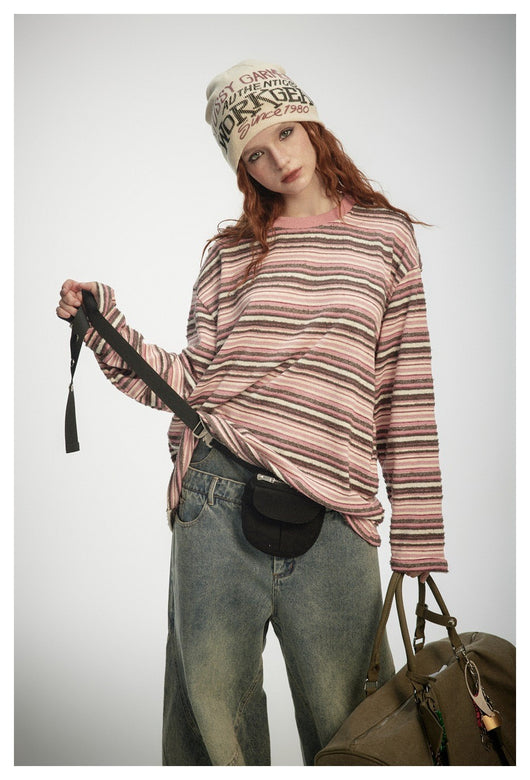 Camiseta a Rayas de Manga Larga - Sudadera Versátil para Hombre y Mujer - Image 44