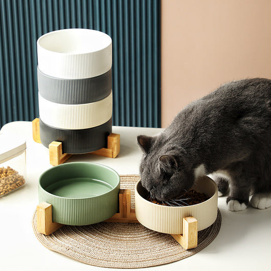 Comedero Cerámico Antivuelco con Marco de Madera para Mascotas - Image 33