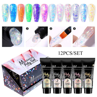 Set de 12 Colores Extensores de Uñas con Lentejuelas - Image 13