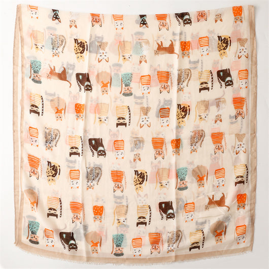 Pañuelo de Seda Estampado Paraíso Gatitos Adorables - Image 38