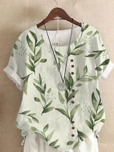 Camiseta Suelta de Manga Corta con Estampado Retro para Mujer - Image 22