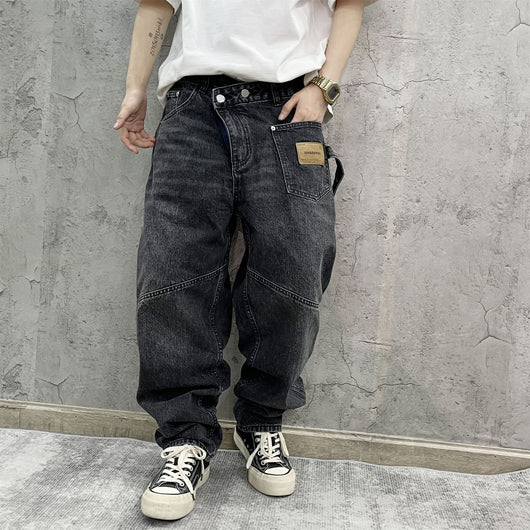 Pantalones Cargo Vaqueros Retro Lavado Pesado con Diseño de Bolsillos Oblicuos - Image 25
