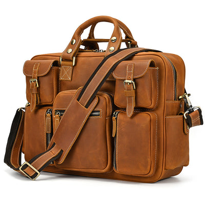 Bolsa Mensajera de Cuero Genuino Estilo Retro con Gran Capacidad para Hombre - Image 60