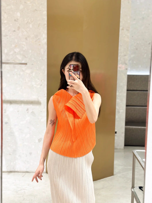 Blusa Plisada sin Mangas Cuello V - Cómoda y Versátil - Image 28