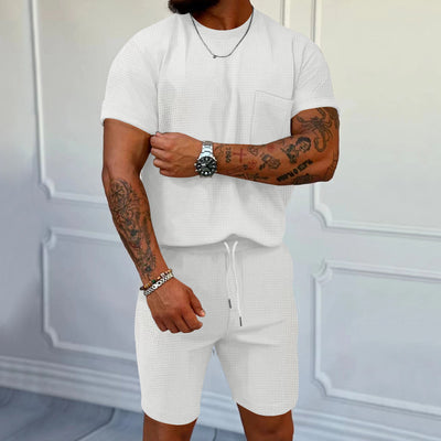 Conjunto Deportivo Casual: Shorts y Playera Waffle Cuello Redondo con Bolsillo - Image 47