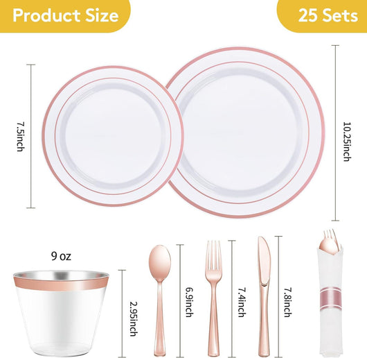 Juego de Vajilla Desechable Premium con Copa, Cubiertos y Plato Calado - Image 13